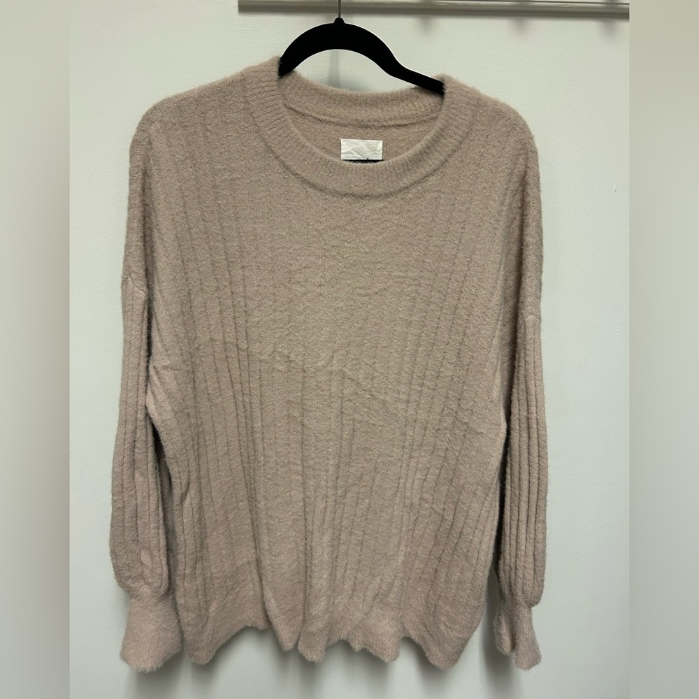 Aerie Buttercream Oversized Ribbed Crew Sweater